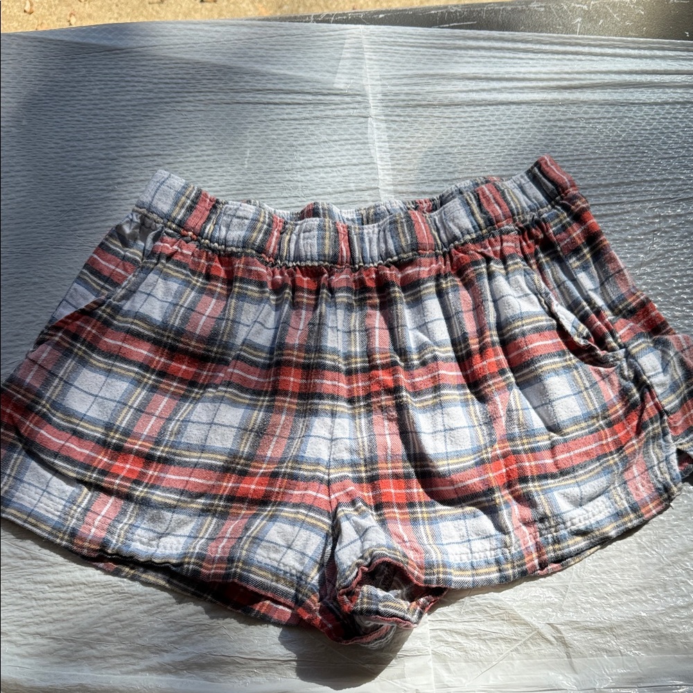 American Eagle Outfitters Plaid Pajama Shorts - Red, Blue, and White
